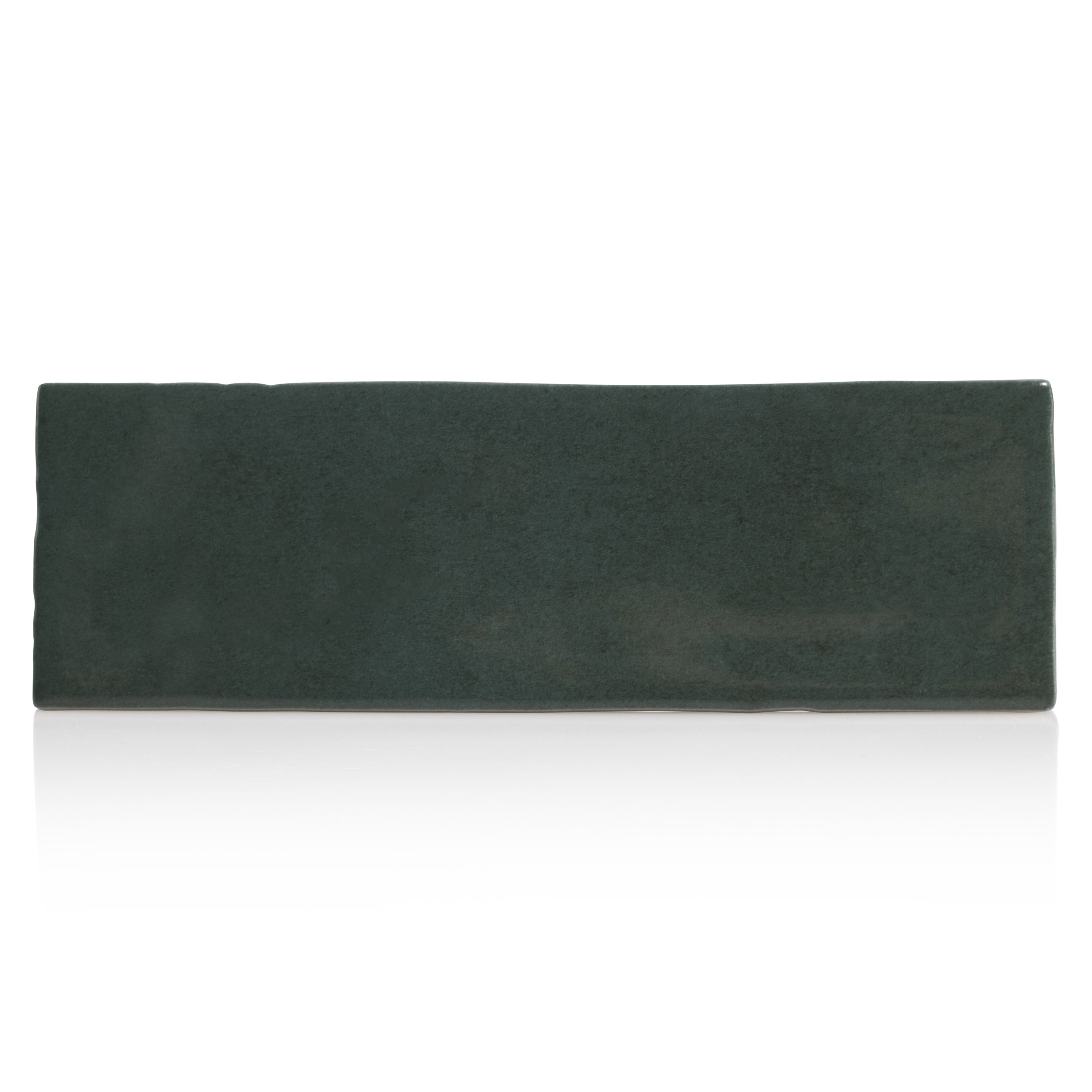 2.5x8 Tribeca Green Gloss porcelain tile - Industry Tile